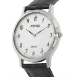 ساعت سیکو زنانه بند چرمی صفحه سفید مدل sup863p1 از کنار